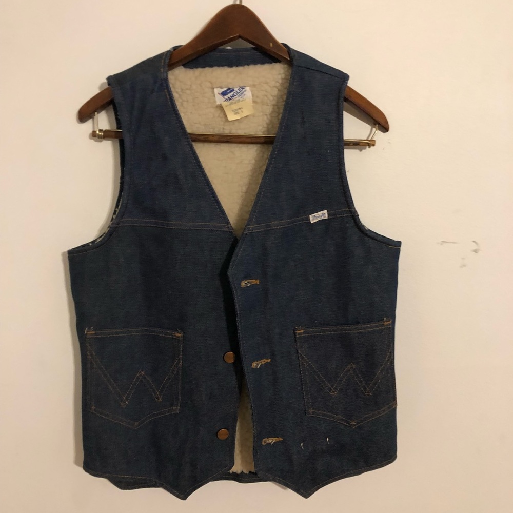 Vintage Wrangler Denim Fleece Lined Vest